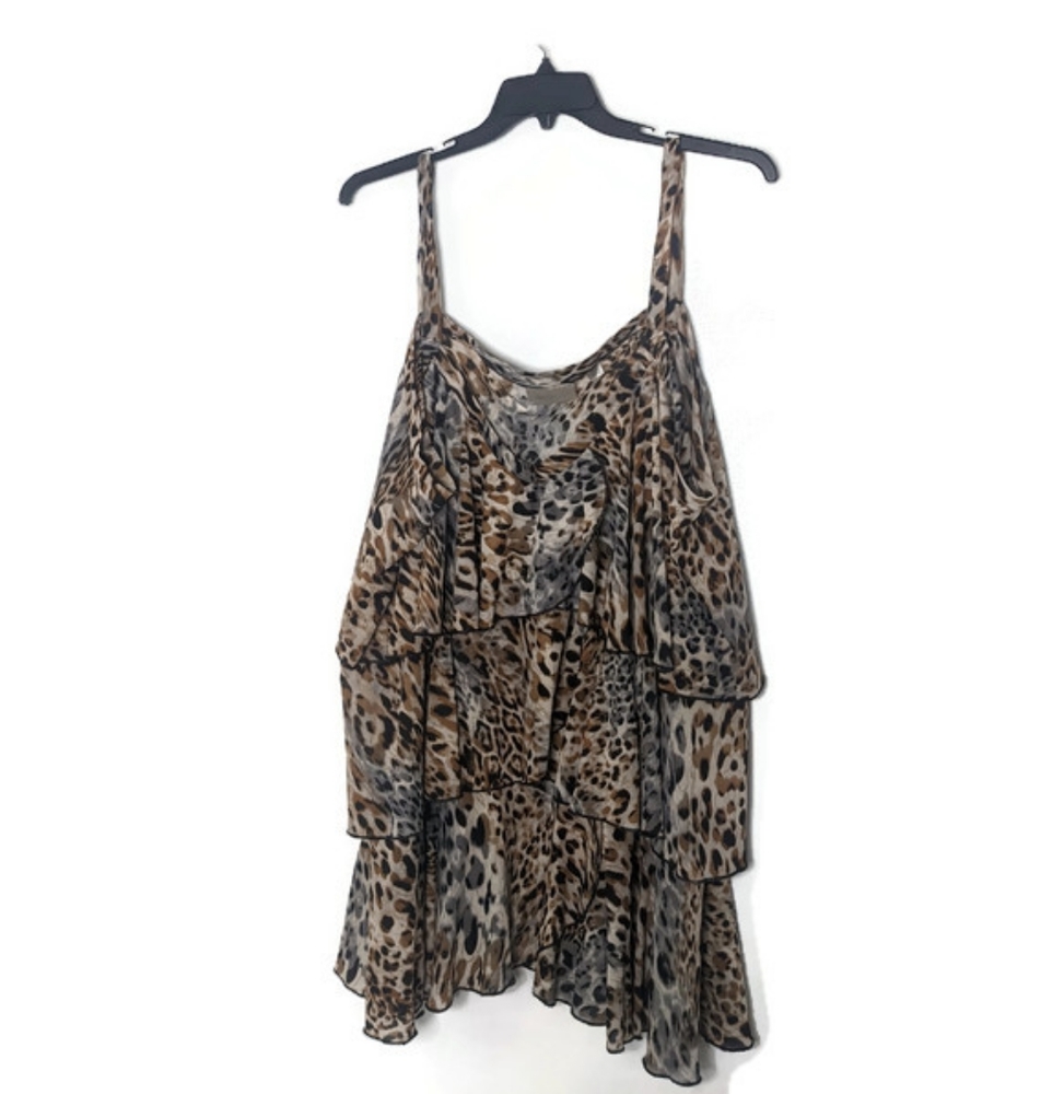 Avenue Sheer Layered Cheetah Print Tank